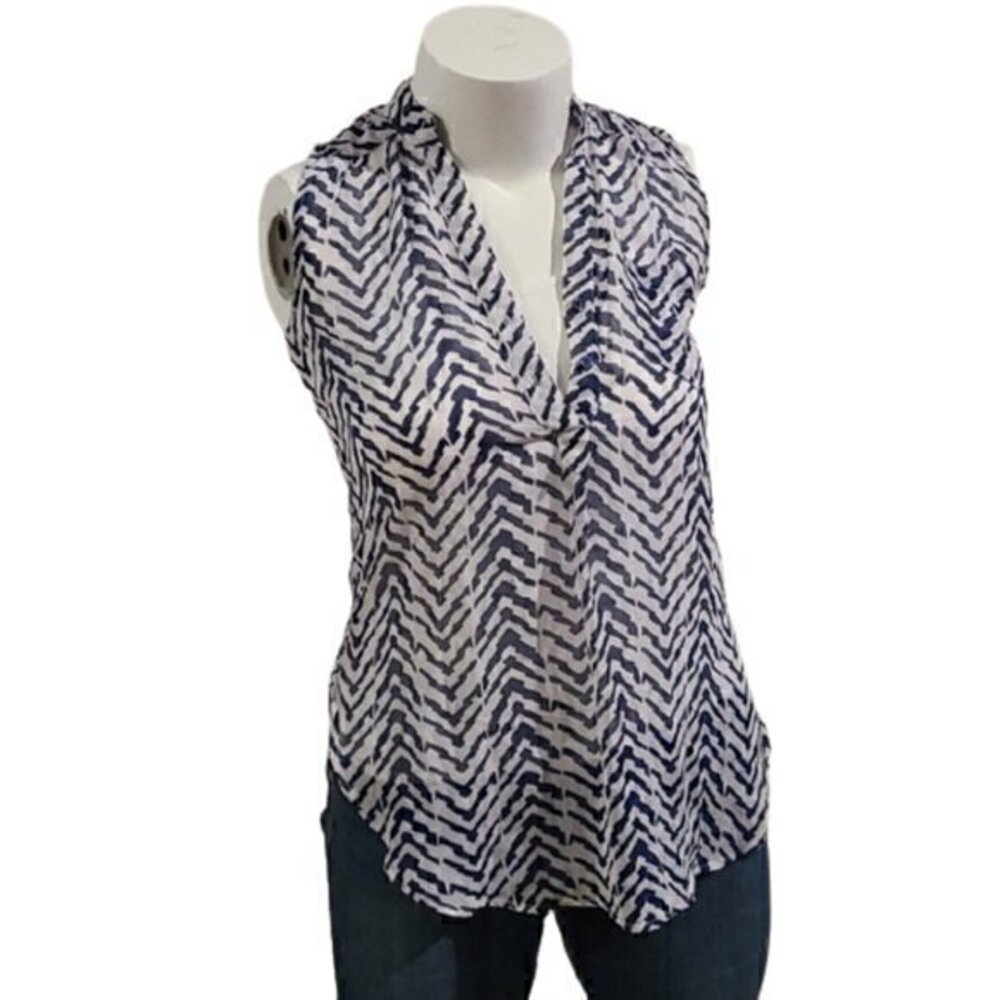 [Charlotte Russe] Blue & White Sheer Tunic Blouse - Size S